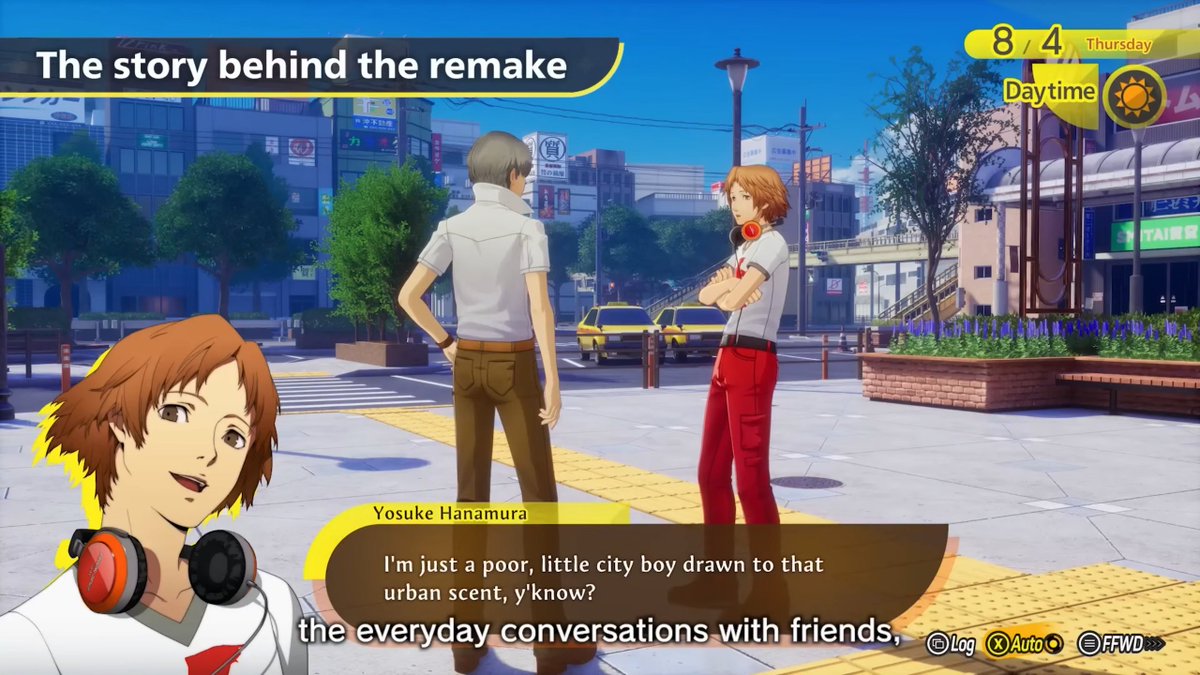 osu_MeovvCAT's tweet photo. Wada on new explorable areas in Persona 4 Revival:

"We haven't really added new locations, but like Junes, there are a couple places where we've made changes to the camera work and everything. The main one being Okina City. It is now a full 3D area."