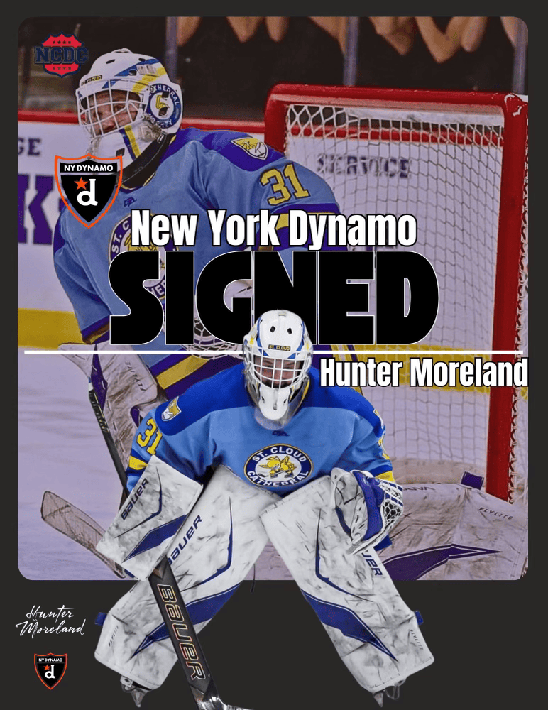 nydynamoncdc's tweet photo. Welcome to the NY Dynamo @NCDCJrHockey team, Hunter Moreland! 

Hunter joins us from St. Cloud Cathedral of the Minnesota High School League. We are excited to work with Hunter in this next phase of his career.

#NYDynamo #NCDC #USPHL https://t.co/AfyMn7WOen