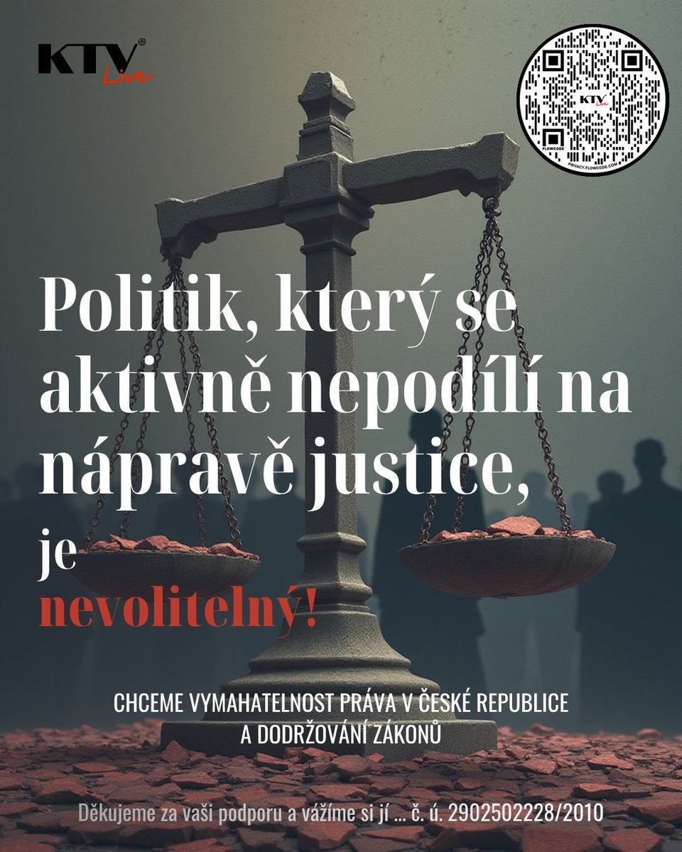 ktvlivecz's tweet photo. 📷CHCEME VYMAHATELNOST PRÁVA V ČESKÉ REPUBLICE A DODRŽOVÁNÍ ZÁKONŮ📷📷
📷KTV Live rozjede do 14 dnů projekt týkající se špatného stavu justice v ČR. Oddělme zrno od plev aneb chceme dodržování zákonů.
📷Pomozme slušným soudcům, aby nebyli utlačováni lidmi, kteří nemají v justici co dělat.📷
📷Mnozí si mysleli, že už nic nevytváříme, ale opak je pravdou. Pracovali jsme 3 roky skrytě na monitorování soudců, státních zástupců, policistů a úředníků, abychom vám mohli ukázat reálný stav justice v ČR.
--------------
📷Děkujeme za vaši podporu a vážíme si jí ... č. ú. 2902502228/2010