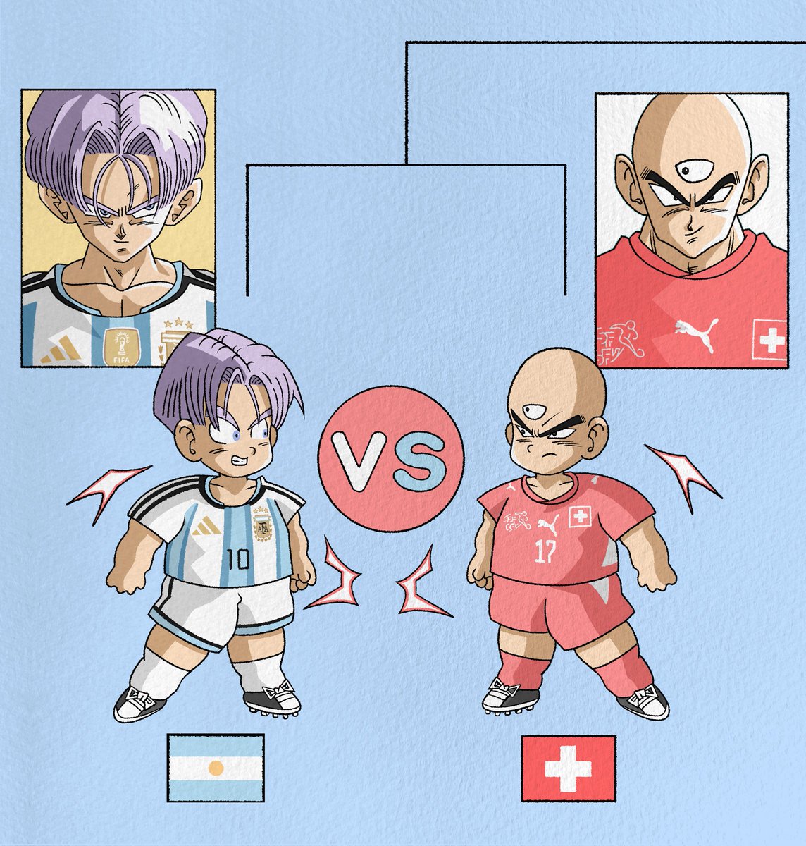 WeSatInTheCar's tweet photo. Ready For The Quarter Finals ⚽️🏆 #Dragonball #WorldCup 🇫🇷🇲🇦🇪🇸🇧🇪🇳🇴🏴󠁧󠁢󠁥󠁮󠁧󠁿🇦🇷🇨🇭 https://t.co/AwGsODW9lq