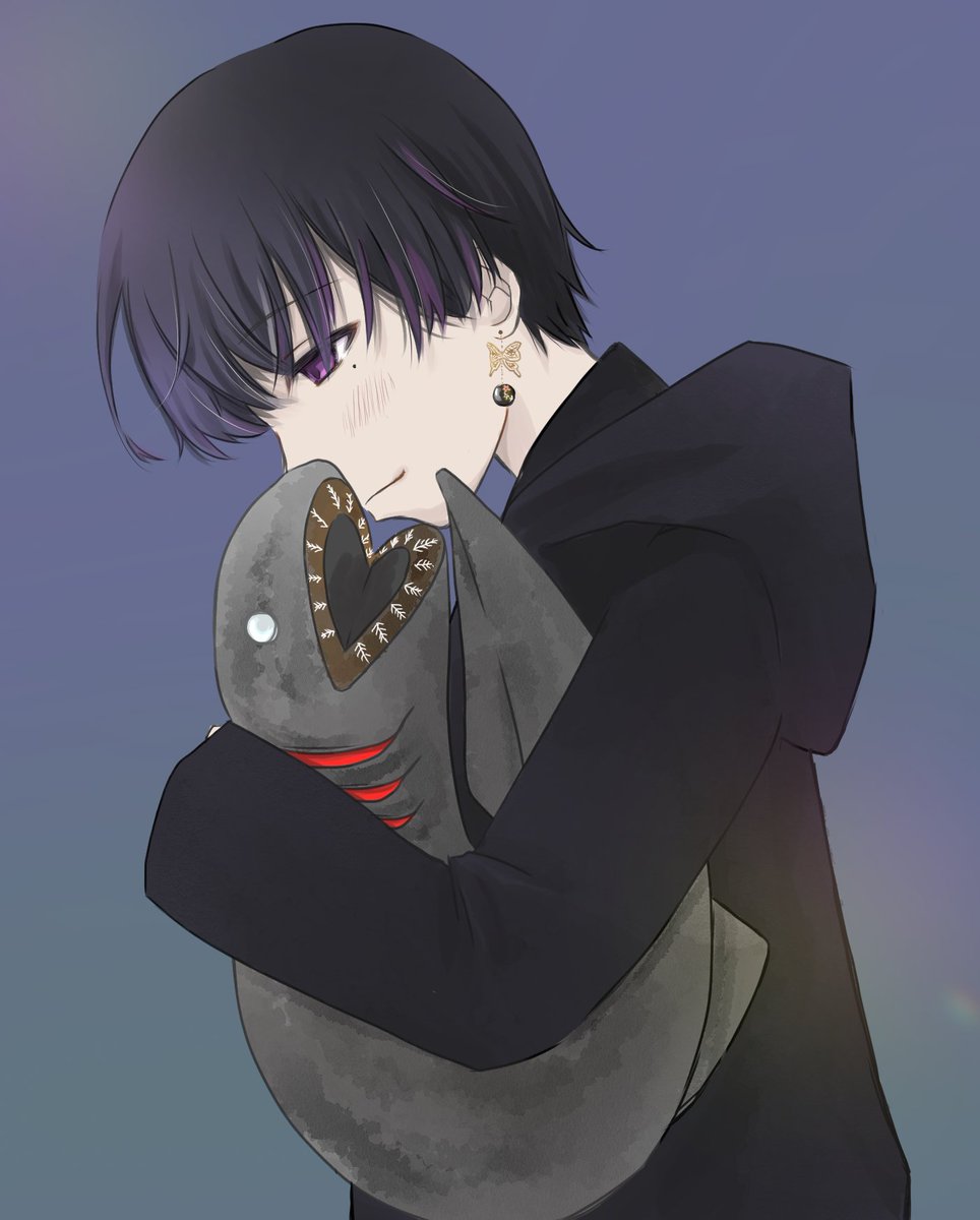 KloRe__'s tweet photo. 自慢したいからみんなみて！
あめこさんに、ラブカを抱っこしてるくろあさんのイラストをいただいてしまった✨

目元が優しくて、雰囲気が良すぎる……
とても嬉しいです。
ありがとうございました！

※掲載許可をいただいています。 https://t.co/e60I3TuvK2