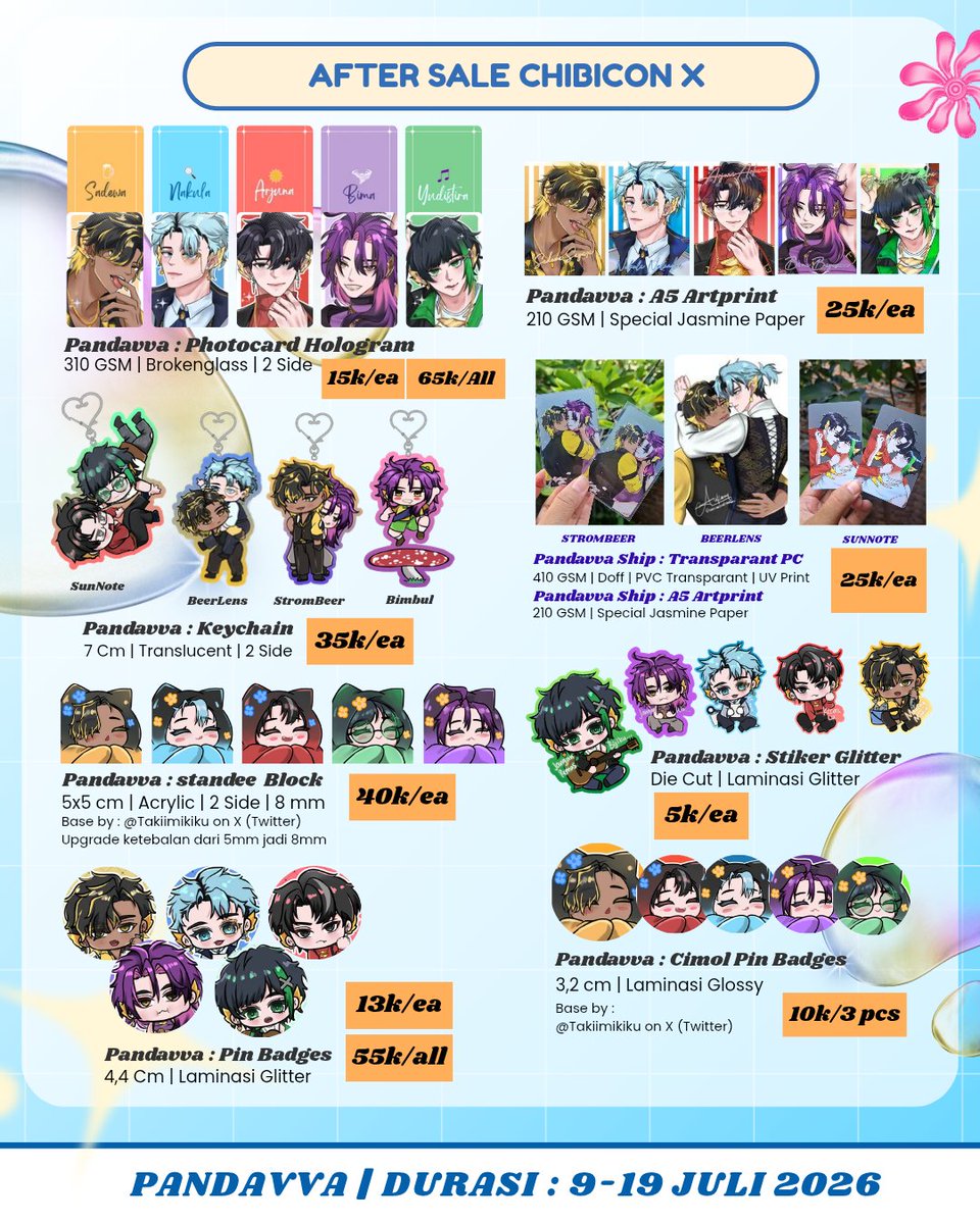 aurorashafiranw's tweet photo. Aurora Chibicon X After Sale udh dibuka
❤️+🔁are appreciated
🗓️ 9 - 19 Juli 2026
📦 Mail order Only
📎 https://t.co/tN7xW3j0kc
⭐️ EOS,Pandavva,Danmei
#Chibicon #EonOfStars #Pandavva #aftersalechibiconx https://t.co/80x04SMAiu