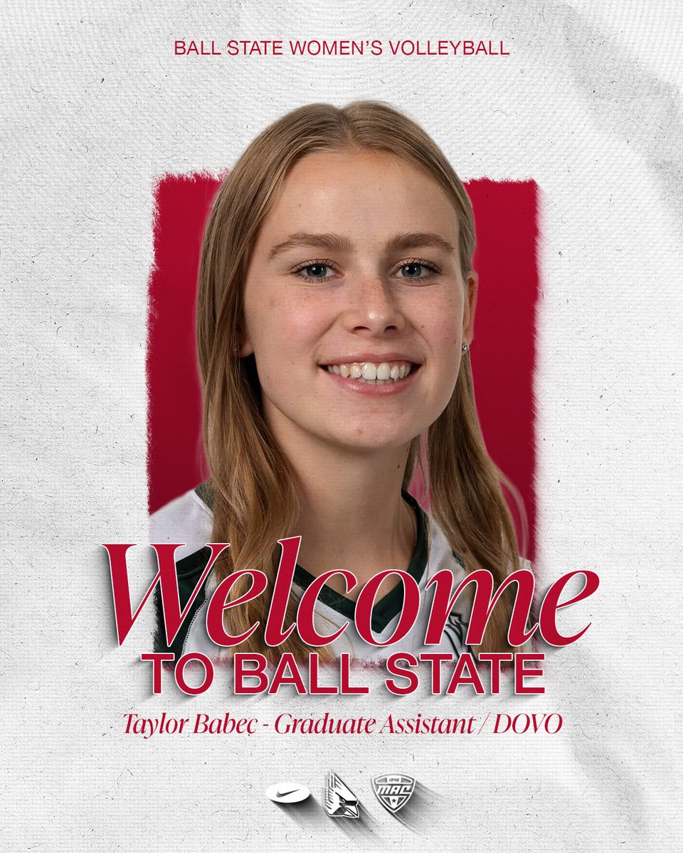 BallStateWVB's tweet photo. Congrats to @VBCoachDarcy on being promoted to Associate Head Coach & welcome to the #BallStateWVB family Taylor Babec
Story at: https://t.co/mtUF2X35Uc
#ChirpChirp x #WeFly x #MACtion https://t.co/lq7XQ6GJte