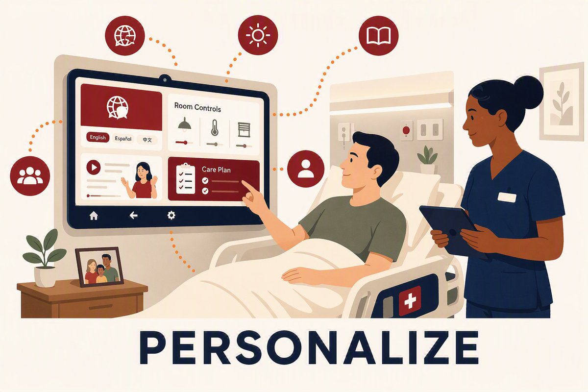 OneviewHC's tweet photo. In the fifth installment of our Connected Care Room series, we explore Personalize: the capability that enables patient rooms to adapt information, communication, and care experiences to the individual patient.

Read the latest blog: https://t.co/czYeQac4eP https://t.co/iEDg9zMFvR