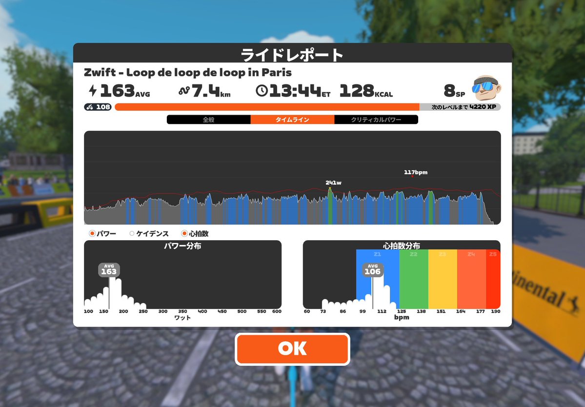 hage4500's tweet photo. 水曜のzwift！

少し仮眠してからのzwift！

基本L2でバースト入るメニューと新コースをサクッと！

バーストは、ケイデンス高めでしたが、最後のL6まで心拍が上がらずでした！

最後で170まで上がったので良しだけど、まだまだ足のぐらいと心拍が連動していないな〜と、、、

まぁ〜ボチボチです！👍 https://t.co/lq7bYoRfgs