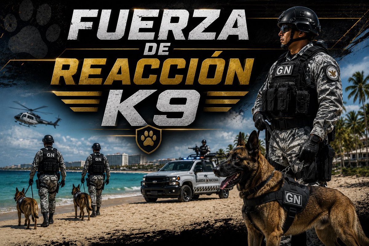 GNQRoo's tweet photo. FUERZA DE REACCIÓN K9

Los binomios caninos de la Guardia Nacional representan la unión perfecta entre la preparación del personal y las extraordinarias capacidades de nuestros ejemplares K9. https://t.co/KG0VQidejc