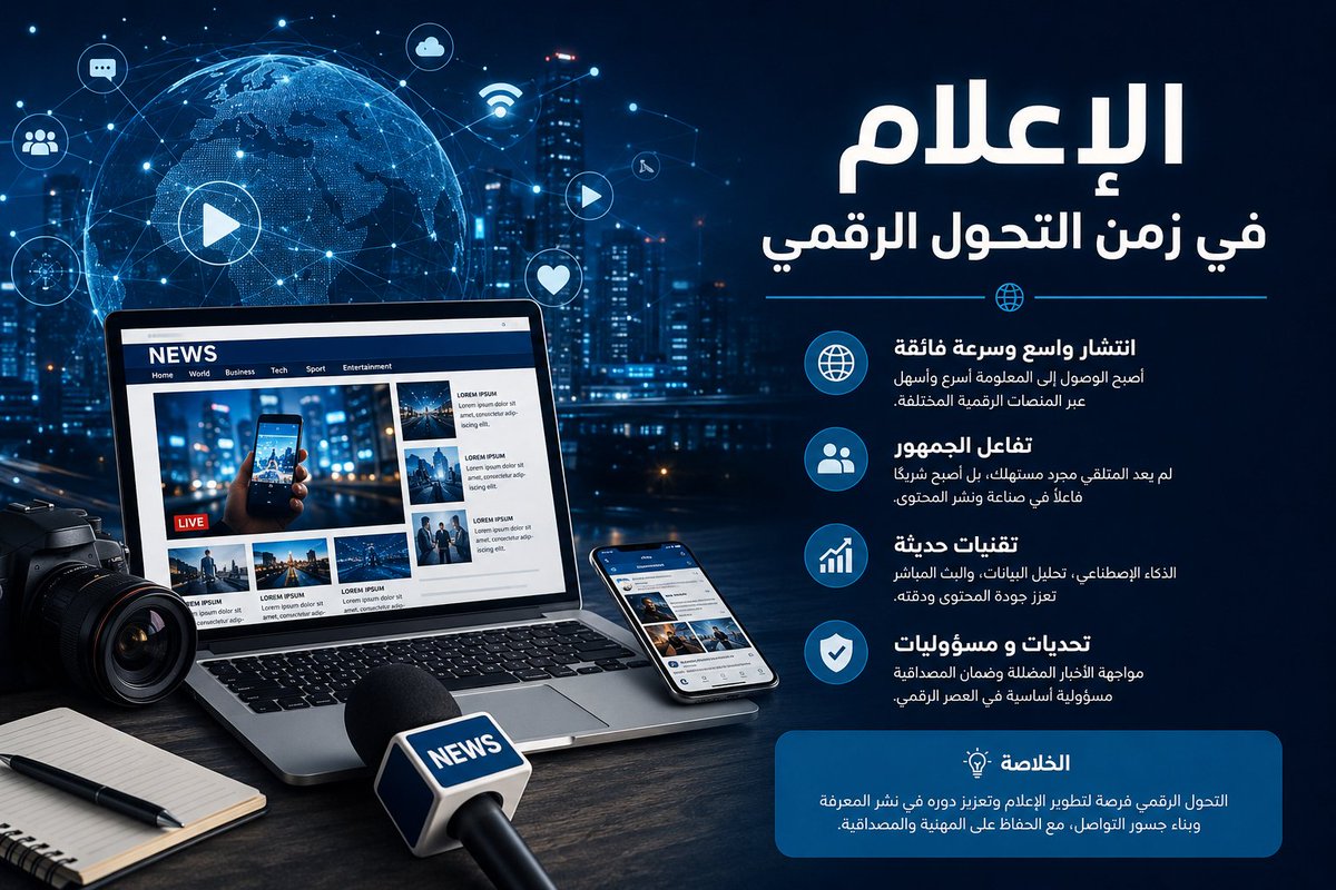 MsarMedia's tweet photo. الإعلام في زمن التحول الرقمي 
#مسار #علاقات_عامة #إعلام #تميز #دعم #معرفة #نجاح https://t.co/ZLe4ZiIRJQ