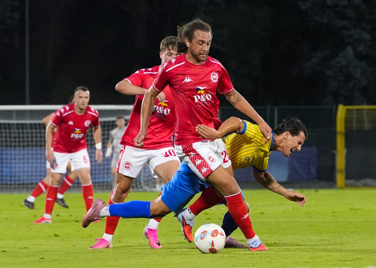 GibraltarFA's tweet photo. Gibraltar international Dan Bent featured for @larnefc yesterday, in their 1-0 victory over Tre Fiori in San Marino in @ChampionsLeague First-Round qualifying 🇬🇮

Big Dan Bent in Europe 😤 https://t.co/d70UFyEVgD