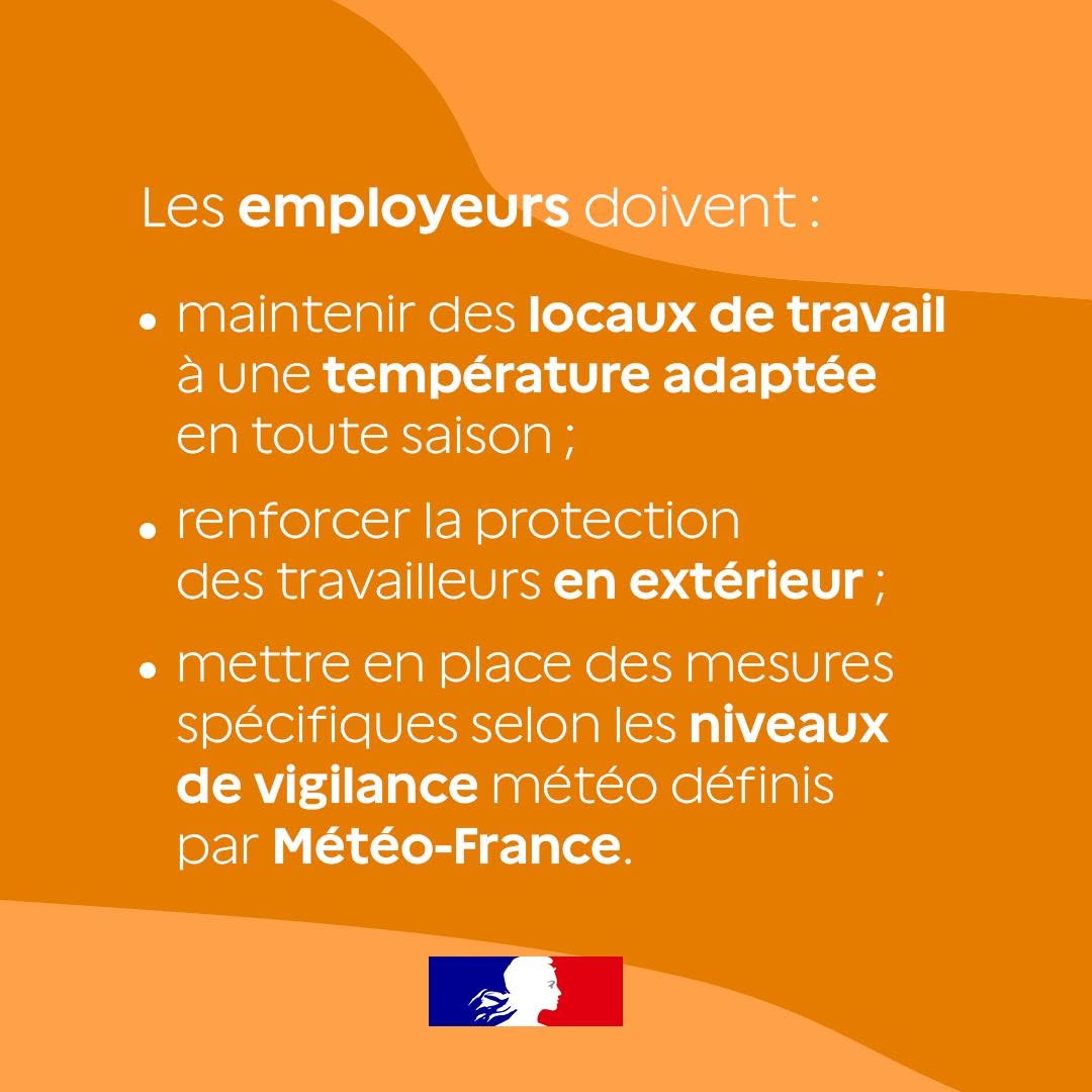 Prefet53's tweet photo. #Sécurité des travailleurs 🦺 #FortesChaleurs 🌡️
Le département de la #Mayenne est maintenu en #VigilanceOrange 🟠 #canicule ☀.

📢 Adaptation temporaire des règles relatives aux bruits de voisinage :
Les professionnels du bâtiment et des travaux publics (BTP) exposés aux fortes chaleurs sont autorisés à effectuer des travaux du lundi au samedi, de 6⃣h à 2⃣1⃣h, jusqu'au 1⃣1⃣ juillet 2026.

⚠️ Les opérations bruyantes doivent rester limitées au strict nécessaire ❗️

➕ d'infos 👉 https://t.co/sup9gcCcTi