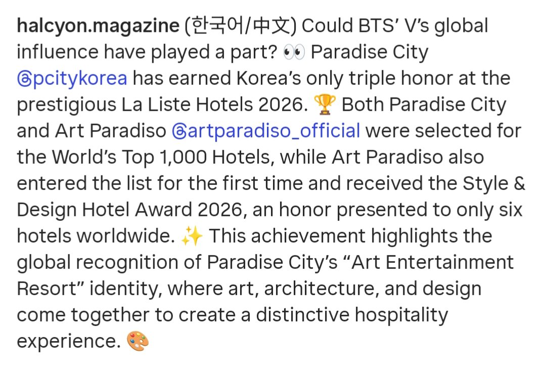 thvsarchive's tweet photo. It’s becoming a pattern. Many of the brands taehyung has partnered with as Global Ambassador have gone on to receive prestigious industry awards just months after collaborating with him. Even Korean media has started taking notice, look at this 😭 https://t.co/BN2hp1uBu0