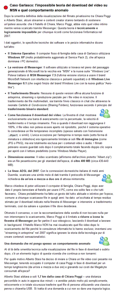 Fantastikiss's tweet photo. #Garlasco: la tesi del video visualizzato da #MarcoPoggi "in streaming" su MSN nel 2007 è una evidente fake news! In base ai dati (ADSL, Windows XP e file binari .dtpart), era tecnicamente impossibile prima del download al 100% e una domanda a cui non so dare una risposta logica. https://t.co/zOmVaUH5Kf