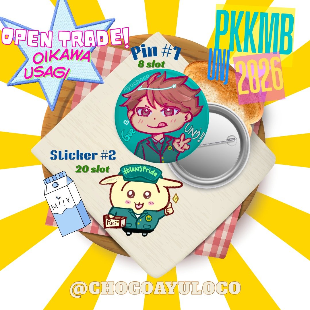chocoayuloco's tweet photo. HIII open trades only for pkkmb #unj !!
pin no 1 oikawa unj from HQ and stiker usagi unj:33
yukyukk kita tradee<3 jangan lupa komen nama &amp; fakultas kalian yaww https://t.co/zkemODJobX