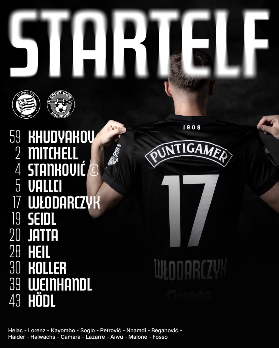 SKSturm's tweet photo. Wir laufen heute zum ersten Mal in unseren brandneuen Trikots auf – Szymon #Włodarczyk feiert gleichzeitig seine Premiere mit der neuen Rückennummer 17!
#sturmgraz #Friendlies2026 #STUSCK
____________
STU -:- SCK | 18:00 https://t.co/OMbUYKIZrX