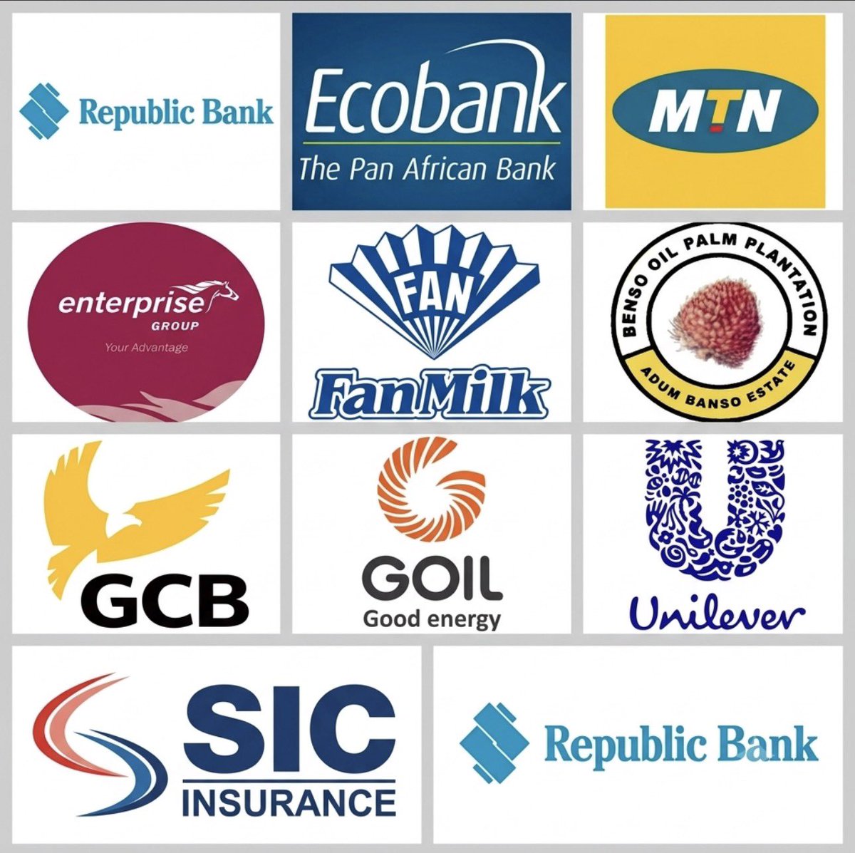 HamdawaySayibu's tweet photo. The following companies have paid dividends in 2026 for their 2025 accounting year. 

Name.                                     Amount(Gh) 
1. SIC PLC                                  0.05
2. First Atlantic Bank             0.29
3.GCB                                          1.00
4.Republic Bank                      0.05
5.Fanmilk                                    0.11
6.Benso Oil palm plantation0.24
7. AngloGold Asante               13.04
8. MTN Ghana                           0.40
9.Unilever.                                    1.00                                   
10.Goil                                           0.06
11.ETI                                             0.02
12.Ecobank                                  1.21
13.Enterprise Group.                 0.16
14. Total                                         2.34

Which of these companies did you receive dividends from and what are your plans to get a big payout in the next dividend payment?