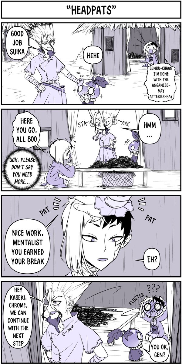 baeconyeolks's tweet photo. 🚀: *headpats 🍉
🍉: ☺️

🚀: *headpats 🃏
🃏: Error 404 not found 

#drstone #dcst #sengen https://t.co/JuxaIkdc3g