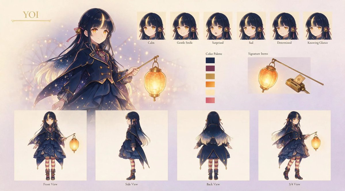 アニメ風ランタン少女のキャラクターシート
