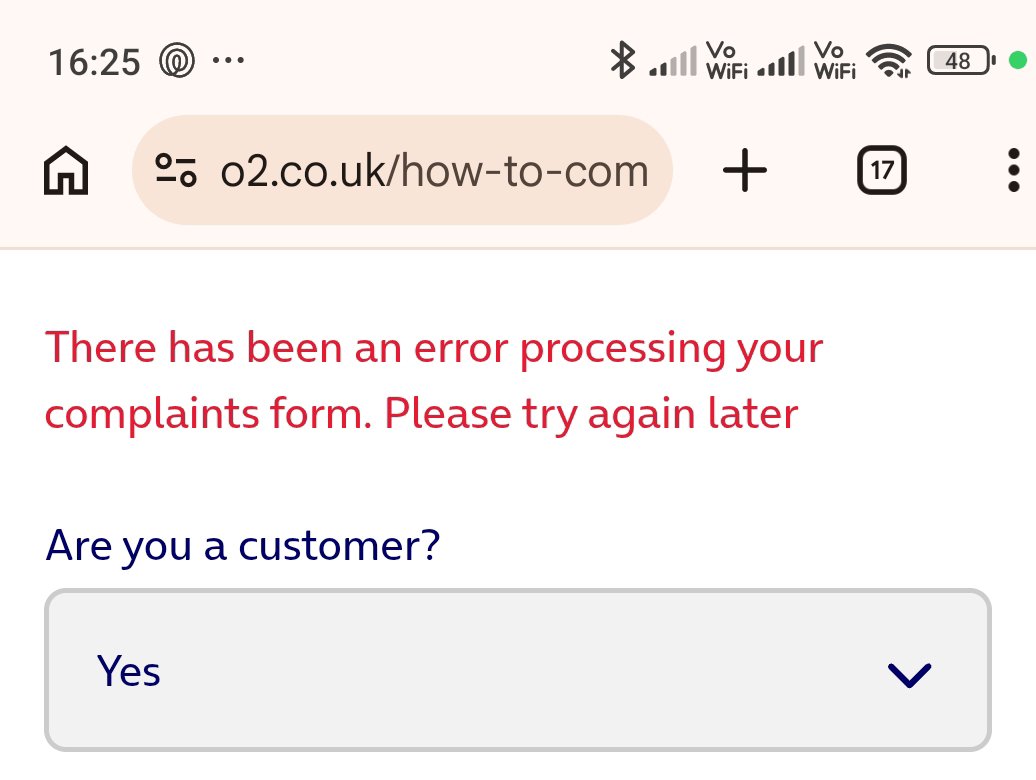CherryBooBopper's tweet photo. I haven't heard from anyone since logging an issue two weeks ago. I have tried to submit a complaint via your online form, but it doesn't work! Please don't tell me to private message you because nothing comes of it. Just more fobbing off. 
@O2 https://t.co/VO43GWP9MR