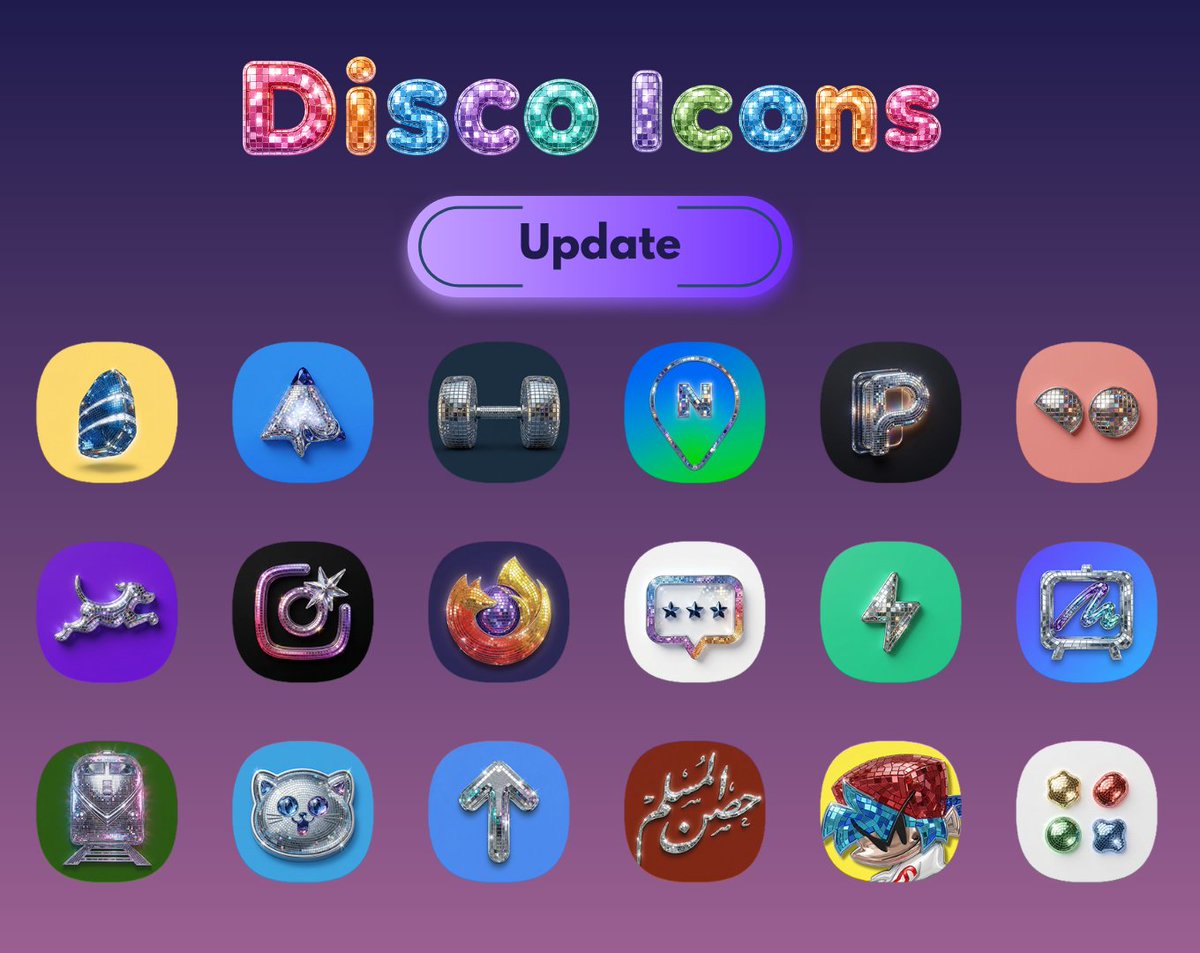 AndroidTools3's tweet photo. Disco Icon just got a massive update!

The latest version is now LIVE on Google Play.

What’s new
• ⁠Added New 115+ Icons.
• ⁠Added all Premium Request Icons.
• ⁠Now Total Icons 1250+ Icons.
• ⁠More Comes Soon.

Download now:
https://t.co/zq5nzZpOD5

🎁 5 PROMO CODES GIVEAWAY

To enter:
1️⃣ Follow @AndroidTools3
2️⃣ Like + Repost 🔁
3️⃣ Comment "Disco Icon" 

⏰ Winners will be announced in 48 hours.