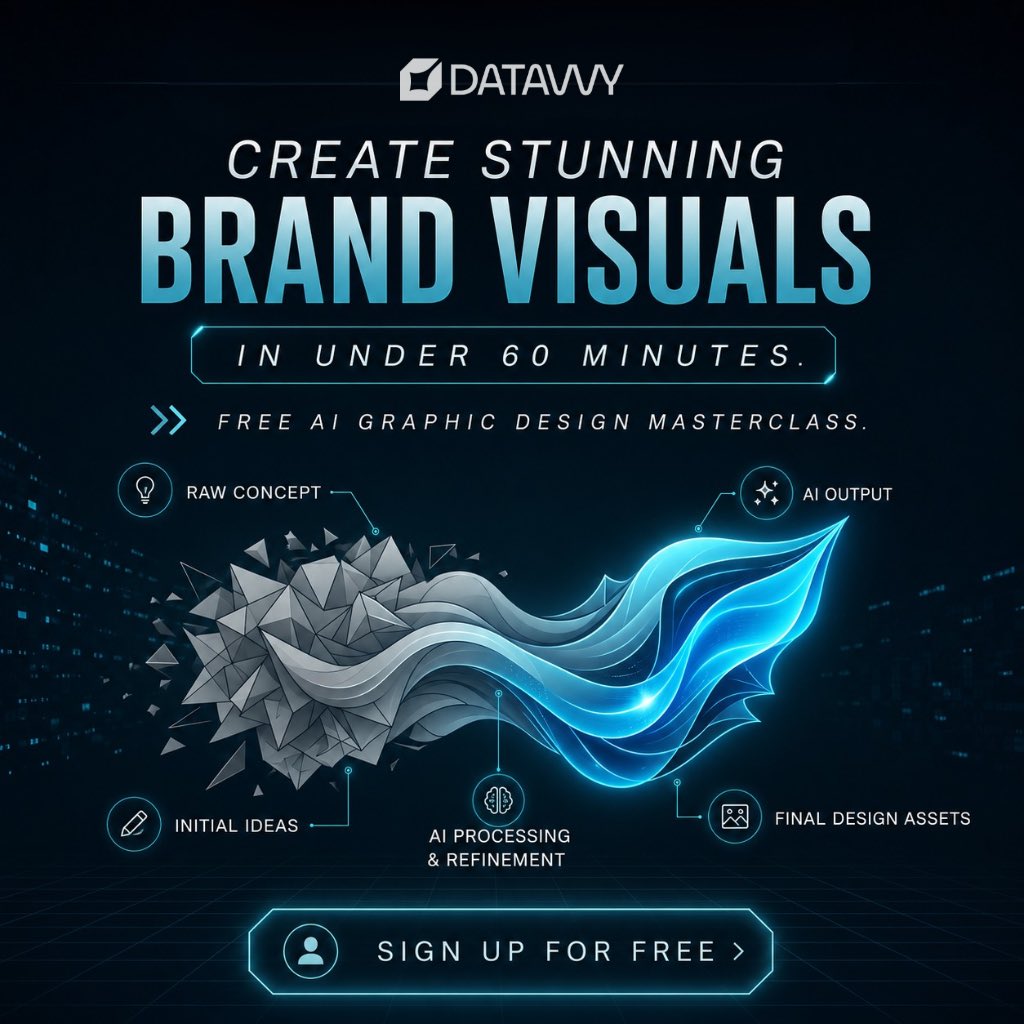 Datavvy's tweet photo. Learn how to take a raw creative concept and transform it into flawless, brand visuals in under 60 minutes. 

Join our free AI Graphic Design Masterclass.

Elevate your workflow speed. Sign up for free! 👇

#MarTech #GraphicDesign #AIAutomation #ContentStrategy #Datavvy https://t.co/U9ppatzxqk