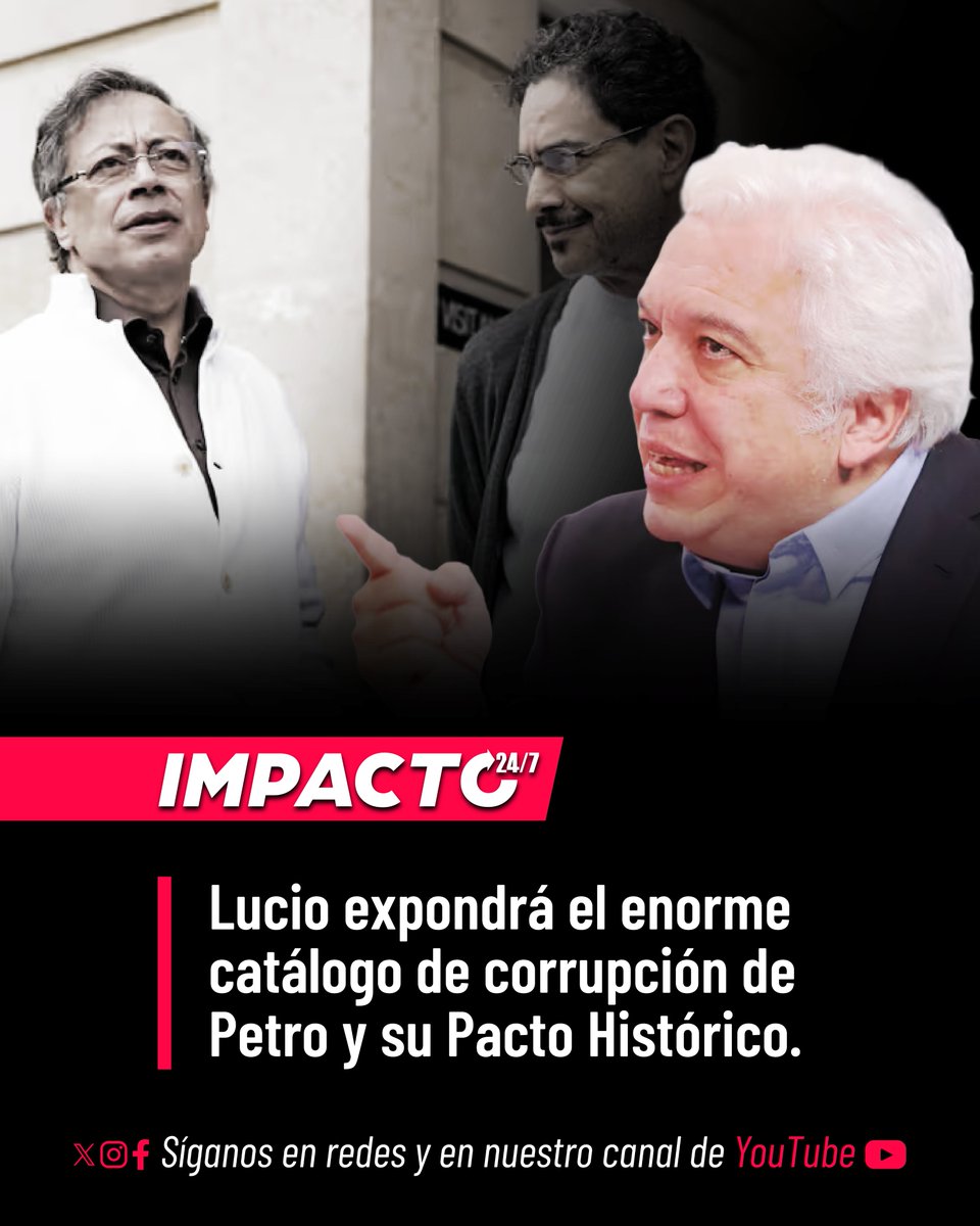 Impacto24_7's tweet photo. 🚨🇨🇴 PORTAFOLIO DE DELITOS | Carlos Alonso Lucio anunció que llevará ante la justicia el robusto catálogo con hechos de corrupción detectados durante el proceso de empalme con el desgobierno de Gustavo Petro. Frente a la suspensión de las conversaciones por el evidente golpe de Estado que orquestan Petro y Cepeda, el equipo del mandatario electo, Abelardo De la Espriella, enfatizó que no se encubrirá ninguna irregularidad. La estrategia busca que los hallazgos en sectores clave queden bajo la lupa de los entes de control y la Fiscalía.