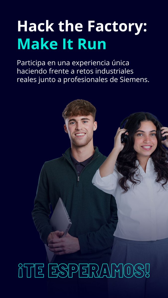 siemens_es's tweet photo. ⚠️ La transformación industrial necesita algo más que #tecnología. Te necesita a ti.

Por eso, te animamos a apuntarte al Hack the Factory: Make It Run 2026👉 https://t.co/2mj76YoC0f

Una oportunidad para hacer frente a los retos que están definiendo el futuro de la #industria 🏭 https://t.co/6ZXaKiODt4