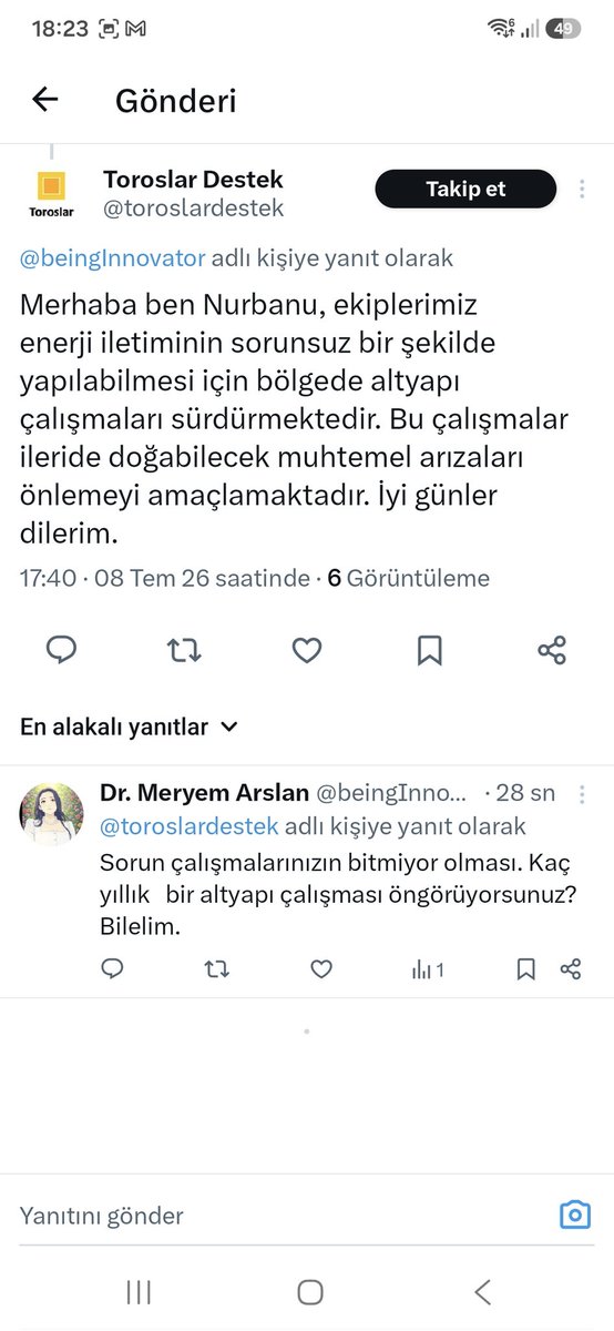 beingInnovator's tweet photo. @okkesozeksi @toroslardestek @enerjisa Sekiz yıldır yerleşim yeri olan bölge için altyapı çalışmalarının yapıldığını söylüyorlar. Bir sorun var. Su konusunda da basınç değerlerinin normale çekilmesi lazım. Tesisatta sorun yaşanıyor. https://t.co/9qJepfGvuO