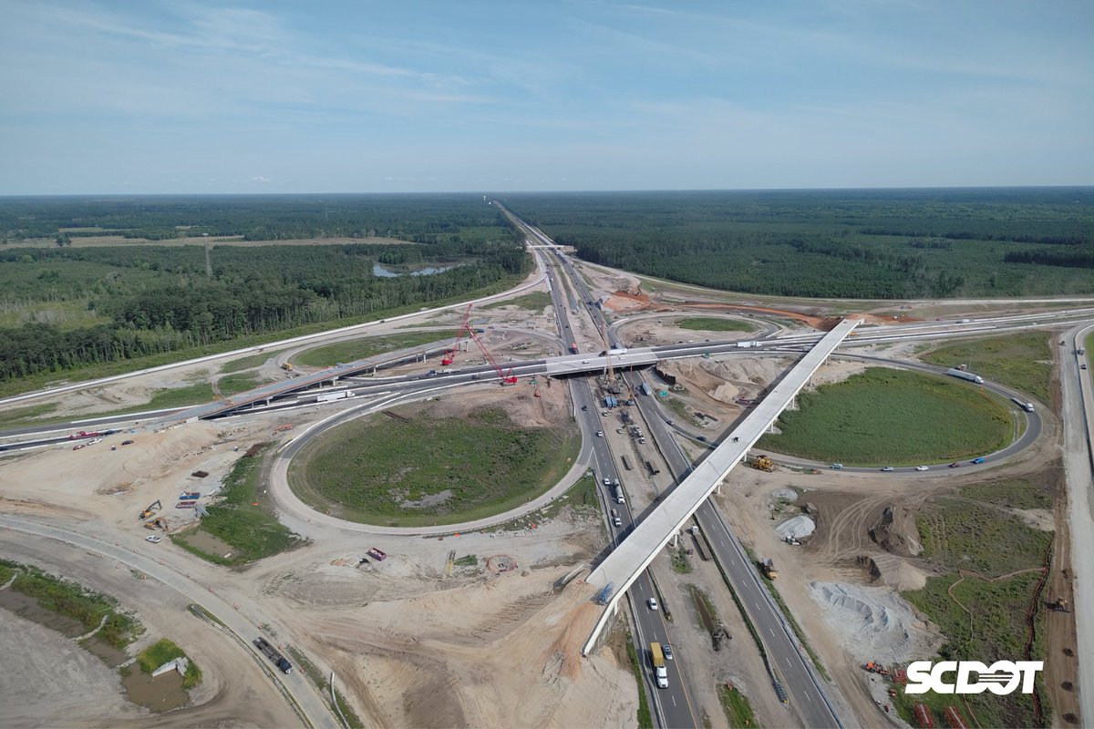 SCDOTPress's tweet photo. As we are working to get this project done by July 2027, watch out for the crews who are working near traffic to make these upgrades! https://t.co/3WOQriZ8mY
