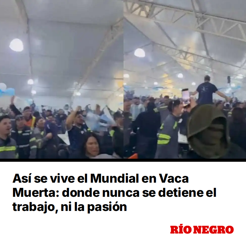 rionegrocomar's tweet photo. En uno de los motores principales de la industria energética argentina, donde la producción no se detiene y la seguridad marca el ritmo de cada jornada, también hay lugar para la pasión. Una recorrida por los yacimientos deja ver cómo los trabajadores viven cada partido de la Selección a cientos de kilómetros de una cancha. https://t.co/NF4AVAziCH