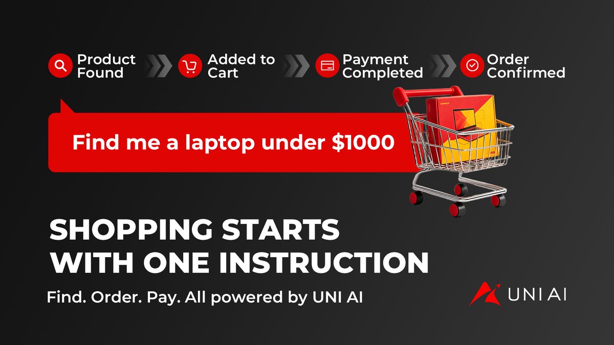 uniai_labs's tweet photo. Need a laptop?
Looking for a gift?
Buying everyday essentials?
Just tell UNI AI what you need.
🛒 Discover products
⚡ Complete checkout
💳 Make payments
One instruction. Everything handled.
👉https://t.co/E3UIYYX7f5
#UNIAI #AI3 #AIAgents https://t.co/rnApDxO21B