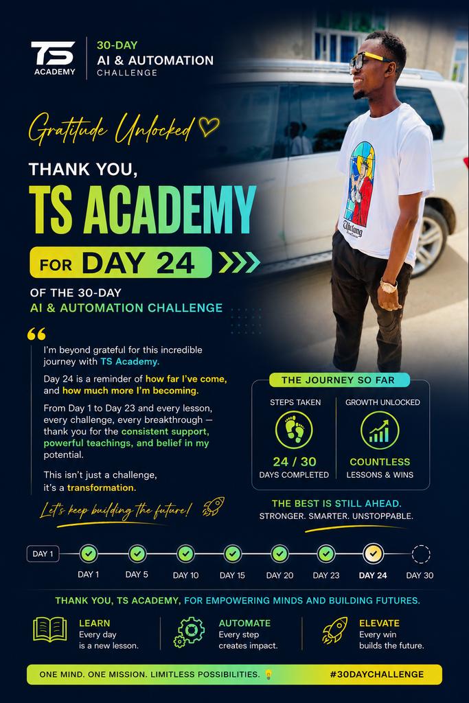 Onyezeone_1's tweet photo. #30DayOfTech
#LearninigWithTS
Day 24 of 30 completed! ๐ก
The journey continues, and I'm excited for what's ahead. Thank you @TechSphereAcad for empowering minds and building futures.
#AI #30DayChallenge #TSAcademy #ContinuousLearning #GrowthMindset #Day24of30 #fypchallenge #fyppp https://t.co/LjZAQfP8Ub