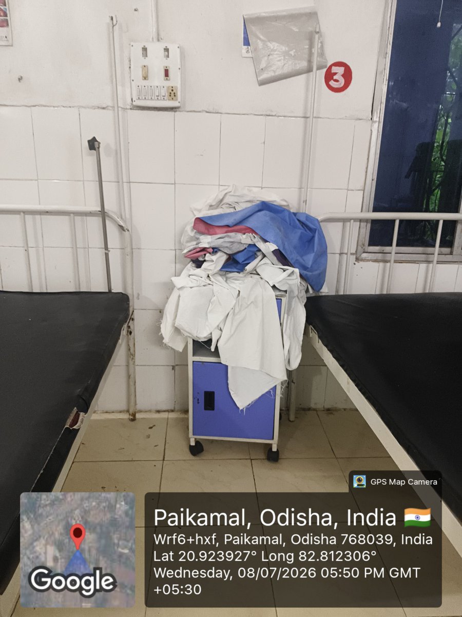 CharubalaB's tweet photo. @CMO_Odisha @HFWOdisha @DMBargarh @MohanMOdisha @narendramodi The condition of the women's toilet at Paikmal Hospital in Bargarh district is extremely unhygienic. Water remains stagnant inside, the toilet is not cleaned regularly, and even patient bed sheets are lying in an unclean condition. Such negligence poses a serious health risk to patients who visit the hospital for treatment and may expose them to infections.

The concerned authorities are requested to take immediate action to clean and maintain the women's toilet, ensure proper sanitation, and provide a safe and hygienic environment for all patients.