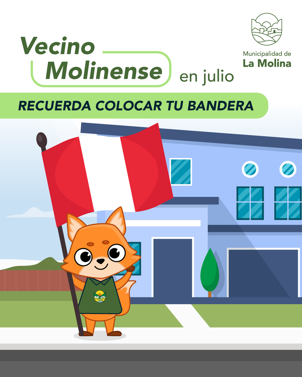 Munimolina's tweet photo. ¡La Molina enarbola su bandera con orgullo! 🇵🇪 
Demostremos el respeto y el amor por nuestra patria desde nuestro hogar, con el corazón en la mano, icemos nuestra bandera con orgullo y responsabilidad.
#TrabajandoAndo #LaMolinaSeRenueva #MesPatrio #VivaElPerú https://t.co/8H8wLS0Z41