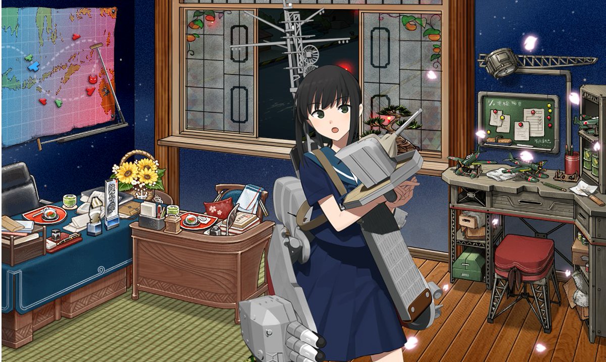 gutch117's tweet photo. 大本営メンテお疲れ様です！
さて始まりました久しぶりの大規模作戦ー！！
執務室も作戦Modeに換装完了
本イベントも何処まで行けるか分からないけど
絶対方針はいつも通り全艦無事に終えるコト！

皆はりきって行きましょうーーー！！！ https://t.co/foiAEJWPqK