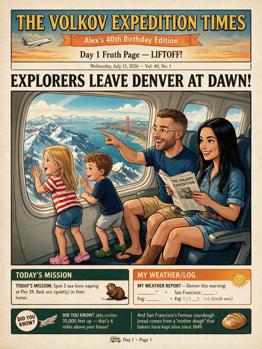 Vintage Family Expedition Newspaper