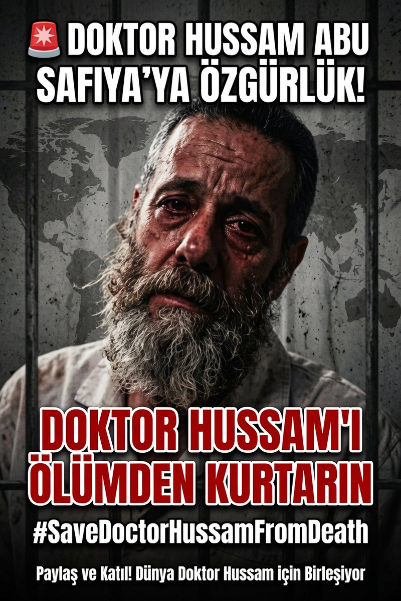 kdsflstn3's tweet photo. 🚨Paylaş Duyur
Doktor Hussam Abu Safiya'nın özgürlüğü için dünya genelinde daha kalabalık katılım sağlayalım. 

Tek etiket: 👇 
Türkçe: Doktor Hussam'ı Ölümden Kurtarın 
İngilizce: #SaveDoctorHussamFromDeath
Görenler bu şekilde tweet atsın https://t.co/ceprZ8KwH3