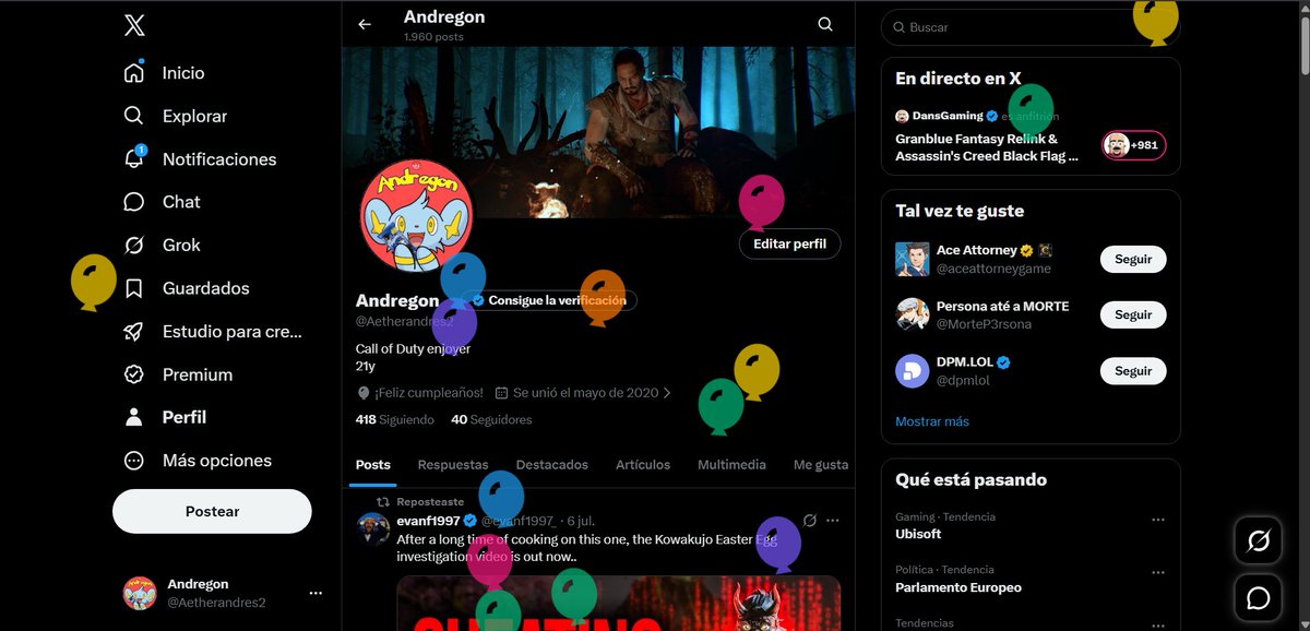 Aetherandres2's tweet photo. 21 años de desarrollo☠️
(Foto desde PC porque en el celu no salen los globitos xd) https://t.co/FEREEwH1nt