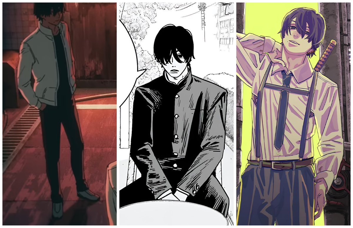 octoshida's tweet photo. Daily reminder that Yoshida had 3 outfits through the manga and none of them was his personal style but rather smth for his job https://t.co/z0qZUVNdZP