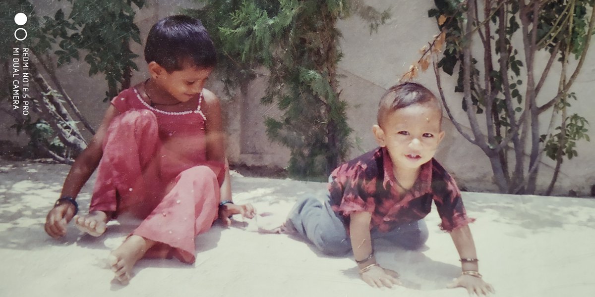 dhavu112's tweet photo. Found this gem with my cousin (mom's sister's daughter). 

Why does she look like she's already tired of my chaotic energy and I’ve only just started crawling? 😭😂

#Throwback #Cousins #TBT https://t.co/LdmKEp9Dxr