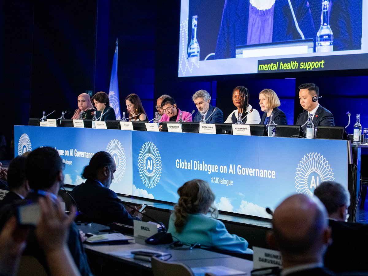 ODET_UN's tweet photo. This week the Independent International Scientific Panel on AI presented its Preliminary Report at the inaugural Global Dialogue on AI Governance, and met Member States and stakeholders on the sidelines to put the science in decision-makers' hands.

Read: https://t.co/Ue15ZjrLy8 https://t.co/yvuO1NGrRv
