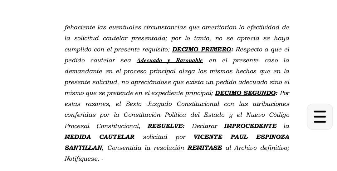 laeducserespeta's tweet photo. 🚨#ÚLTIMO | El 6.° Juzgado Constitucional deniega la medida cautelar al exsuperintendente de la SUNEDU, Vicente Espinoza.
A pesar del fallo, las sesiones del Consejo Directivo siguen suspendidas para evitar su salida. 
¡Minedu defiende tu Resolución! 
🚫📦#Sunedu #Minedu #Perú https://t.co/bQe72RTB9R