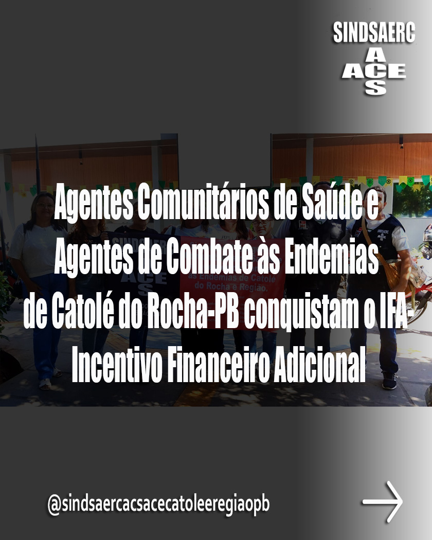 Sindsaerc1's tweet photo. Agentes Comunitários de Saúde e Agentes de Combate às Endemias de Catolé do Rocha-PB conquistam o IFA- Incentivo Financeiro Adicional Link:  https://t.co/ZVTdY0XSfi https://t.co/MyDi9iObNh