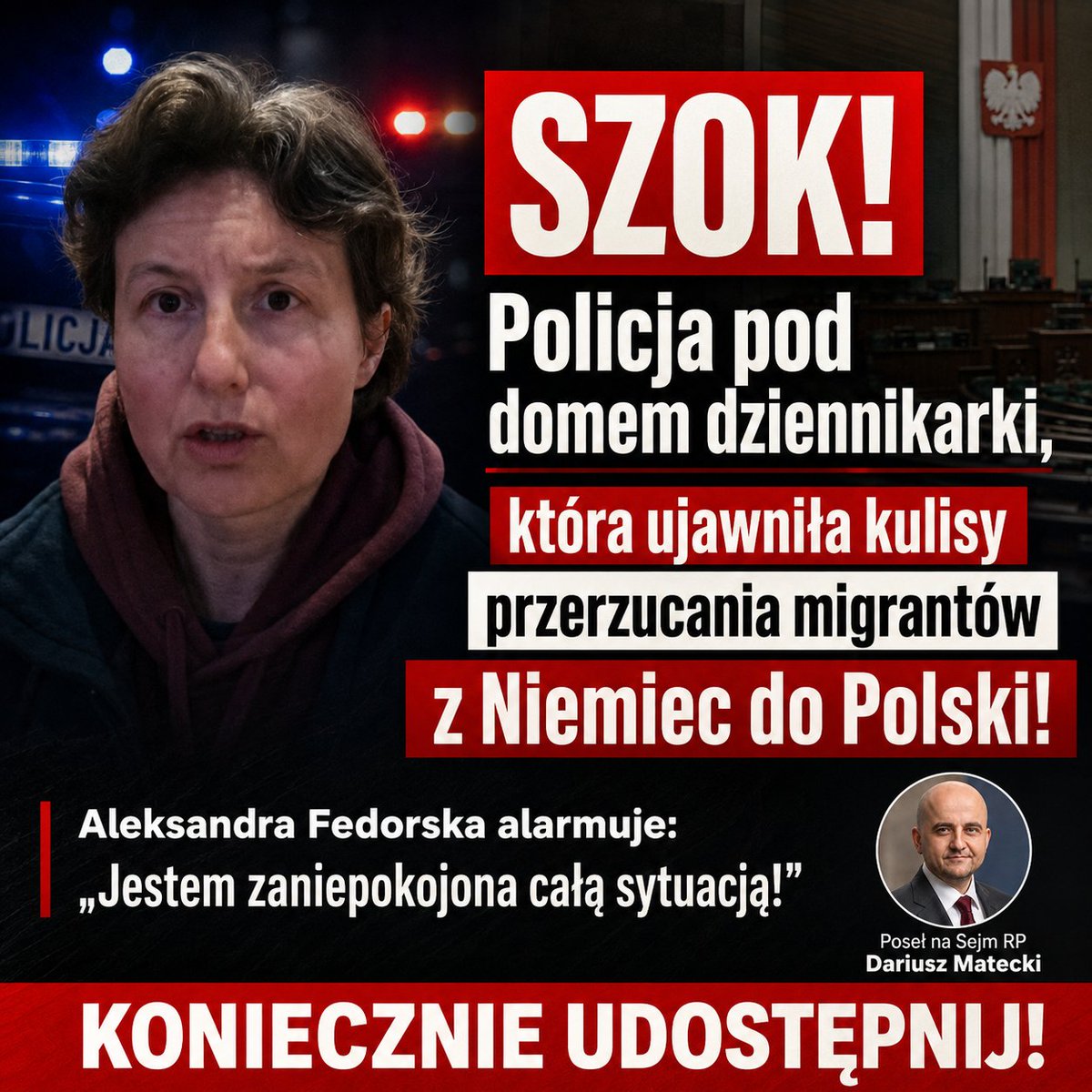 2025_EwaPolka's tweet photo. 🔴 Mafia Tuska próbuje zaszczuć wspaniałą dziennikarkę. Boją się prawdy, iż wśród ludzi @Obywatelska_KO są tacy, którzy zarabiają na przemycie migrantów z Niemiec do Polski. Nie mieliście wiedzy, to teraz wiecie. 👇 ‼️ https://t.co/TkVqXTPh4F