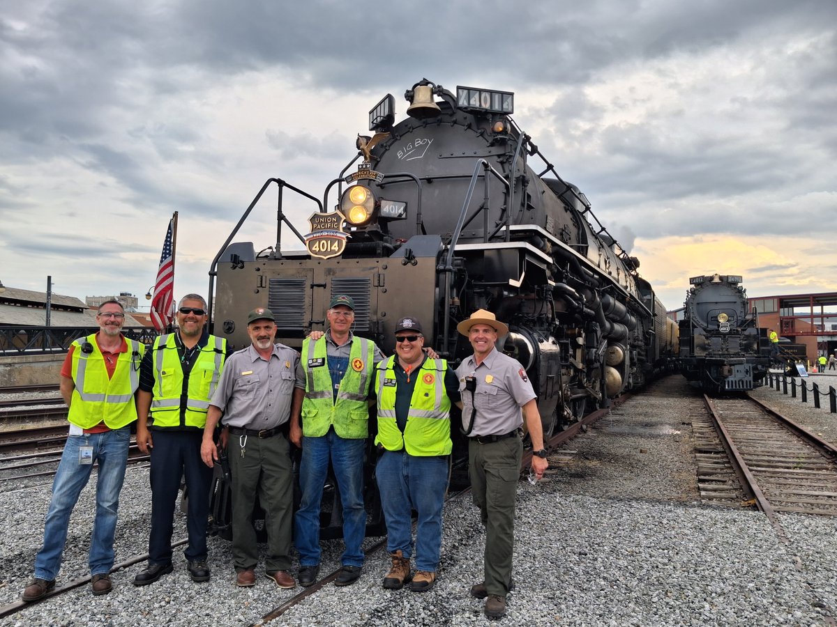 steamtownnhs's tweet photo. As we say farewell to Union Pacific and Big Boy 4014, we want to thank all those who came out for the Big Boy Reunion. Over 111,000 visitors showed up to marvel at the grandeur of Big Boy 4014 and 4012 together and learn about America's railroading heritage.

Steamtown NHS would like to extend a special thank you to the following who supported, planned, and made the Big Boy Reunion possible:

• Union Pacific Railroad Company and Norfolk Southern Corporation.
• Delaware-Lackawanna Railroad.
• The City of Scranton, Lackawanna County, Luzerne County, and our gateway communities.
• The Iron Horse Society.
• Steamtown NHS Volunteers-In-Parks (VIP) program.
• Steamtown NHS staff and supporting National Park Service staff.

Big Boy 4014 may be gone, but big things are still happening at Steamtown! Mark your calendars for Railfest 2027 on September 4, 5, and 6 over Labor Day Weekend. Come for a day of family fun, ride a train, and explore the National Park Service.

Images:
1. Union Pacific staff pose with Steamtown NHS staff in front of UP 4014 and Big Boy 4012. NPS Photo: C. Carey.
2. Park rangers and volunteers stand in front of the cab of UP 4014 and the front of Big Boy 4012. NPS Photo: E. Kennedy.
3. National Park Service law enforcement officers pose in front of UP 4014. NPS Photo: S. Pooler.
4. Pullman observation car Marco Polo and Union Pacific observation car Lincoln sit side by side in the Steamtown railyard. NPS Photo: C. Carey.

#SteamtownNHS #FindYourPark #UnionPacific #BigBoy4014 #Railfest #250 #Railroading200