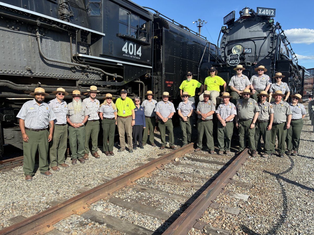 steamtownnhs's tweet photo. As we say farewell to Union Pacific and Big Boy 4014, we want to thank all those who came out for the Big Boy Reunion. Over 111,000 visitors showed up to marvel at the grandeur of Big Boy 4014 and 4012 together and learn about America's railroading heritage.

Steamtown NHS would like to extend a special thank you to the following who supported, planned, and made the Big Boy Reunion possible:

• Union Pacific Railroad Company and Norfolk Southern Corporation.
• Delaware-Lackawanna Railroad.
• The City of Scranton, Lackawanna County, Luzerne County, and our gateway communities.
• The Iron Horse Society.
• Steamtown NHS Volunteers-In-Parks (VIP) program.
• Steamtown NHS staff and supporting National Park Service staff.

Big Boy 4014 may be gone, but big things are still happening at Steamtown! Mark your calendars for Railfest 2027 on September 4, 5, and 6 over Labor Day Weekend. Come for a day of family fun, ride a train, and explore the National Park Service.

Images:
1. Union Pacific staff pose with Steamtown NHS staff in front of UP 4014 and Big Boy 4012. NPS Photo: C. Carey.
2. Park rangers and volunteers stand in front of the cab of UP 4014 and the front of Big Boy 4012. NPS Photo: E. Kennedy.
3. National Park Service law enforcement officers pose in front of UP 4014. NPS Photo: S. Pooler.
4. Pullman observation car Marco Polo and Union Pacific observation car Lincoln sit side by side in the Steamtown railyard. NPS Photo: C. Carey.

#SteamtownNHS #FindYourPark #UnionPacific #BigBoy4014 #Railfest #250 #Railroading200