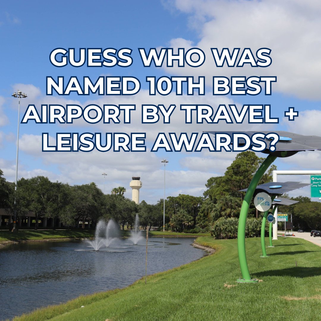 fly_DJT's tweet photo. We're honored to be named one of the Top 10 Best Domestic Airports in the Travel + Leisure World's Best Awards ✈️

Thank you to everyone who voted and to our incredible employees, partners and passengers who make PBI a great place to travel.

#FlyPBI https://t.co/FhQFzQjJBm