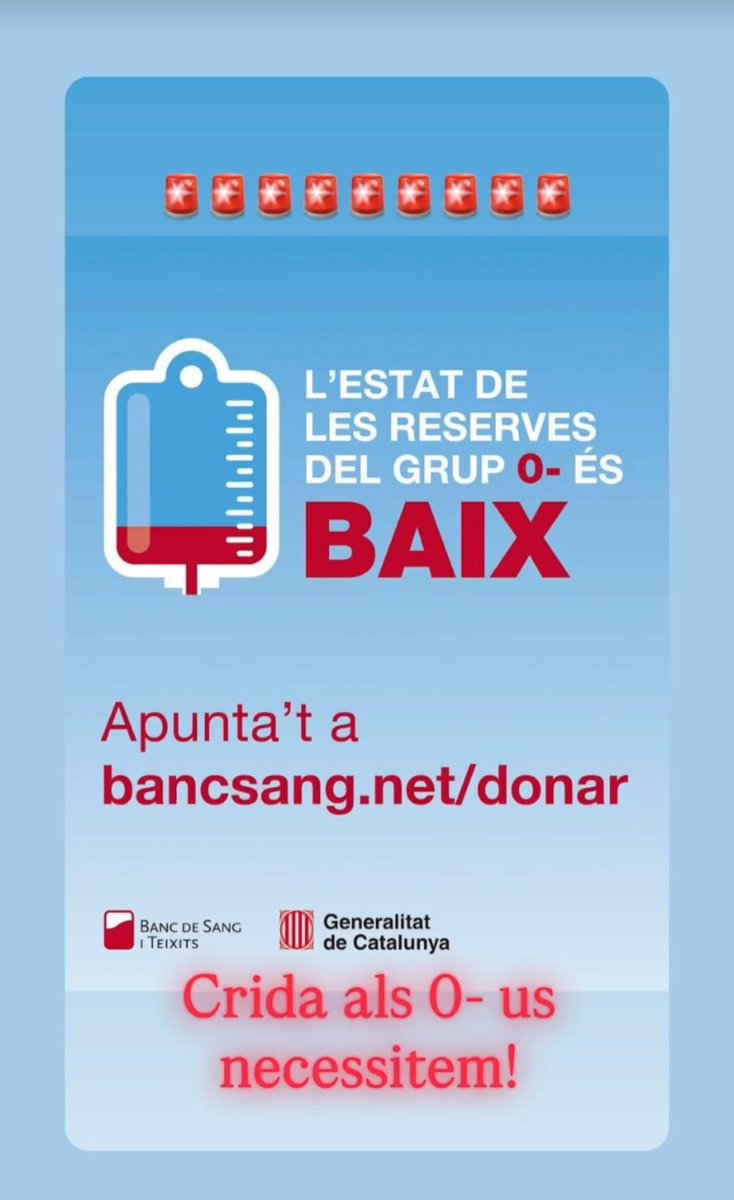 soniasomiserem's tweet photo. Si sou 🅾️➖ aneu a donar sang!!!
Les reserves són molt baixes!!!🩸 https://t.co/andb9Yq0fr
