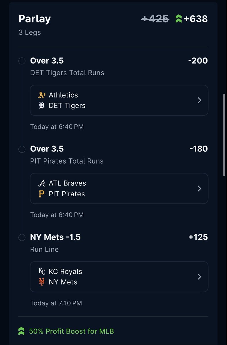 NCEVBets's tweet photo. Thescore Boost🏀⚾️🎾

All the top +ev builds available right now laying off the 4 leg boost for TheScore today.

Tracking at $10 to win $51.91🏀
Tracking at $10 to win $73.75⚾️
Tracking at $10 to win $48.70 https://t.co/NIS1eEIuvp