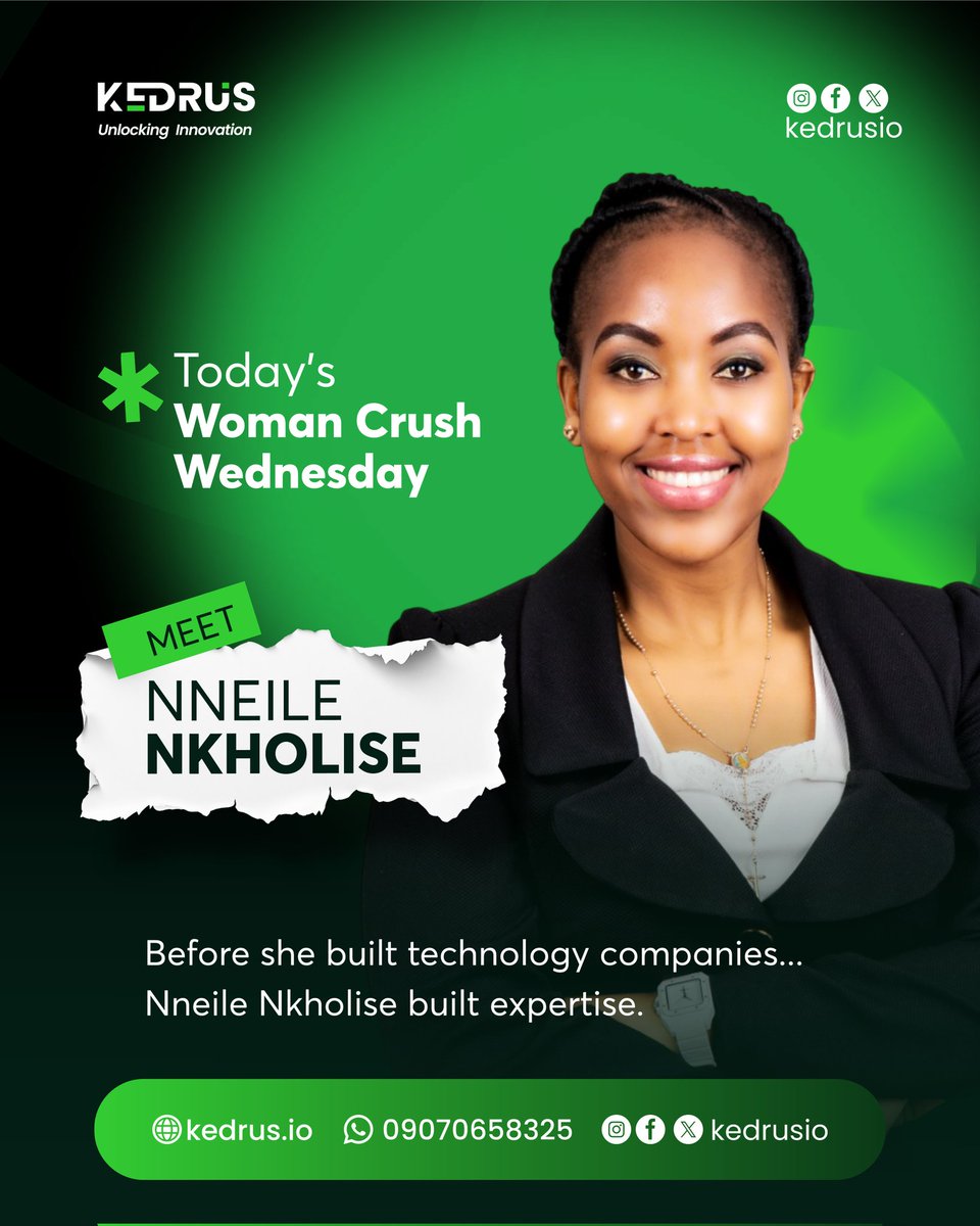 KedrusIO's tweet photo. Before she built technology companies, Nneile Nkholise built expertise.

Many people think innovation starts with coding.

Nneile's journey proves it starts with understanding problems.

Trained as an industrial engineer, she learned how complex systems work before using technology to improve critical healthcare processes where it mattered most.

Her story is a reminder that your profession isn't a limitation, it's your advantage.

Whether you're in healthcare, finance, agriculture, education, or law, your industry knowledge could become the foundation of a successful tech company.

Today, we celebrate Nneile Nkholise for showing that meaningful innovation begins with expertise, purpose, and a deep understanding of real-world problems.