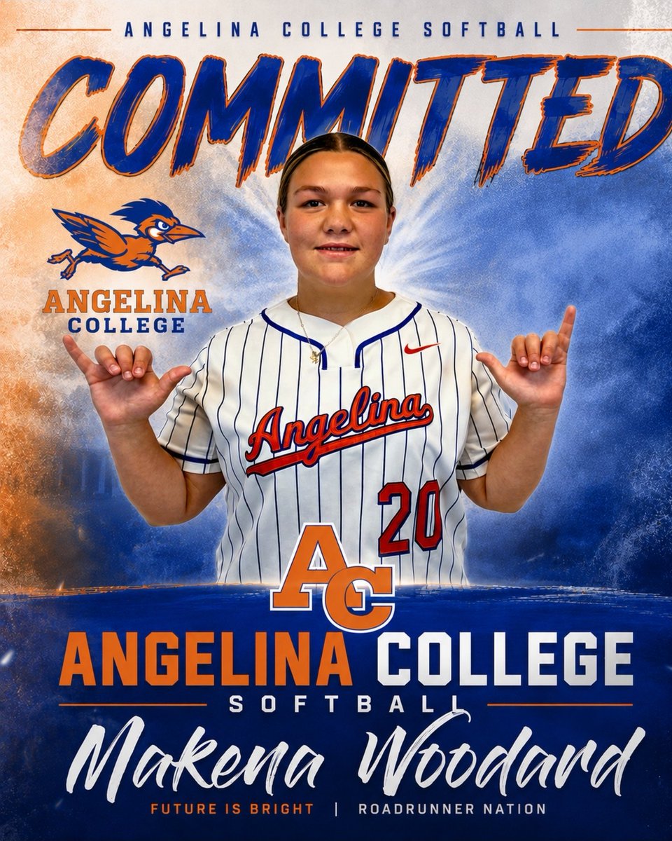 makenawoodard3's tweet photo. I still can not believe this is real! I am so happy and honored to announce my verbal commitment to Angelina College to continue my education and softball career. I want to thank my family, friends, teammates, and coaches who helped me through this journey and supported me. I especially want to thank my parents for all the practices, lessons and tournaments they have taken me too. And, for always being my #1 fans. I love you both! I would also like to thank Coach James and Coach Bailey for giving me this amazing opportunity to continue my softball journey! I can not wait to step on the field as a Roadrunner! #RunEm