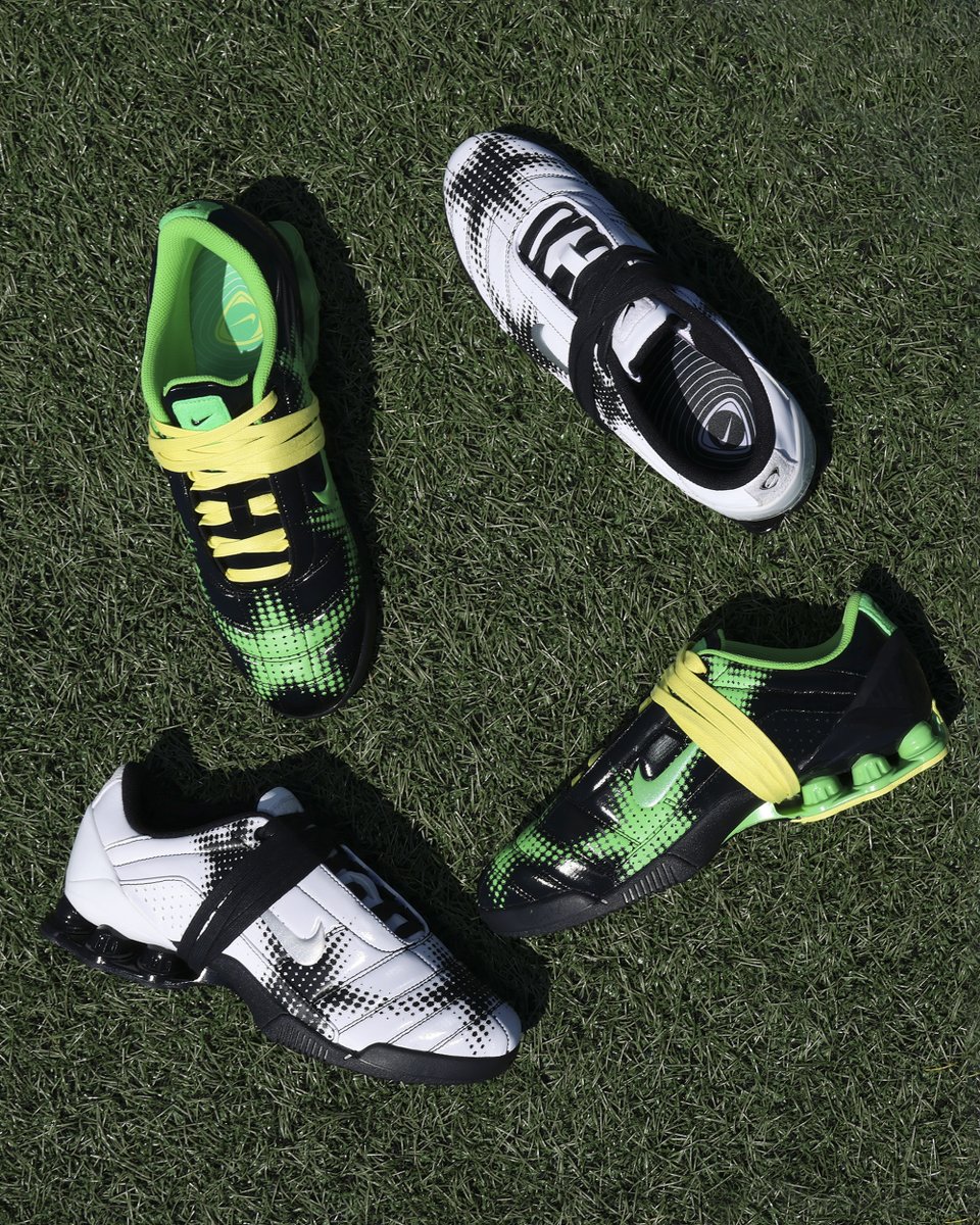 ExtraButter's tweet photo. Nike Womens Total 90 Shox Magia in ‘Black/Spinach’ and ‘White/Metallic’ 

Releasing Tuesday, July 14th
Price: $150 

Availability: FCFS in-stores at both locations and online at https://t.co/pinhwrrvS4. https://t.co/e3oqhTkGSZ